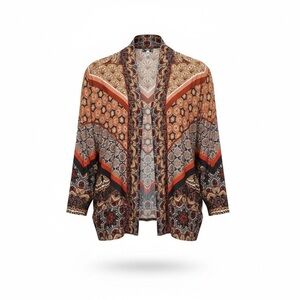 NWOT Bl^nk London Anthropologie Red/Brown Boho Cardigan Short Kimono - One Size